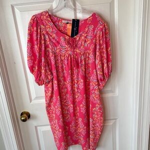 Vibrant Pink Floral Mini Dress